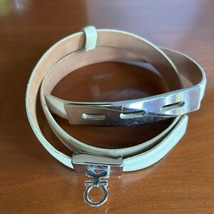 Chic Cream Belt with Silver Accents